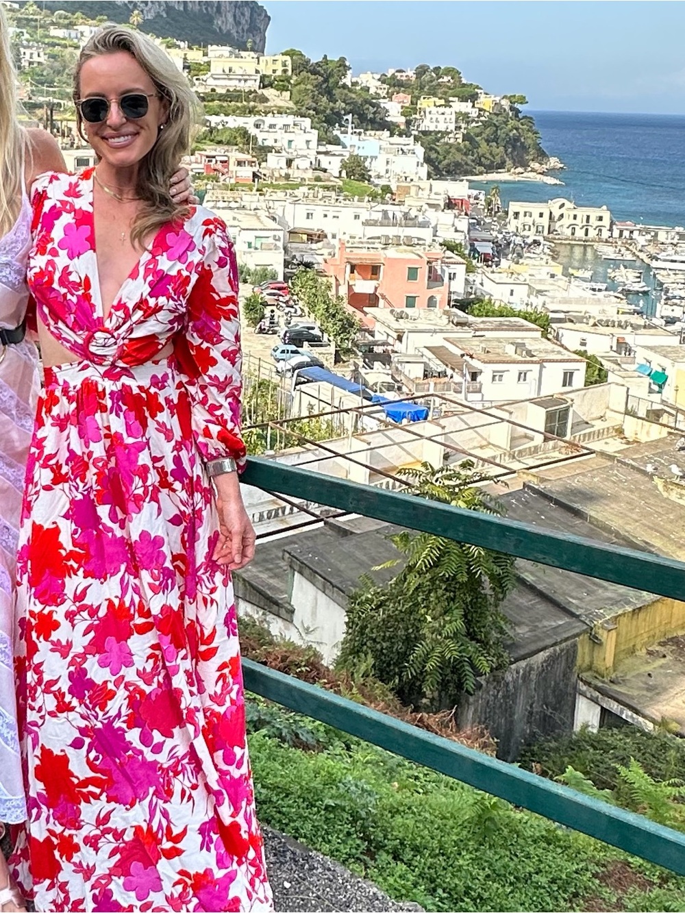 Baobab Collection Pink, Red & Cream Floral Tie-Front Maxi Dress